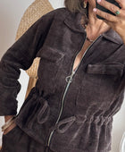 Veste velours milleraie marron