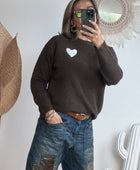 Pull cœur marron