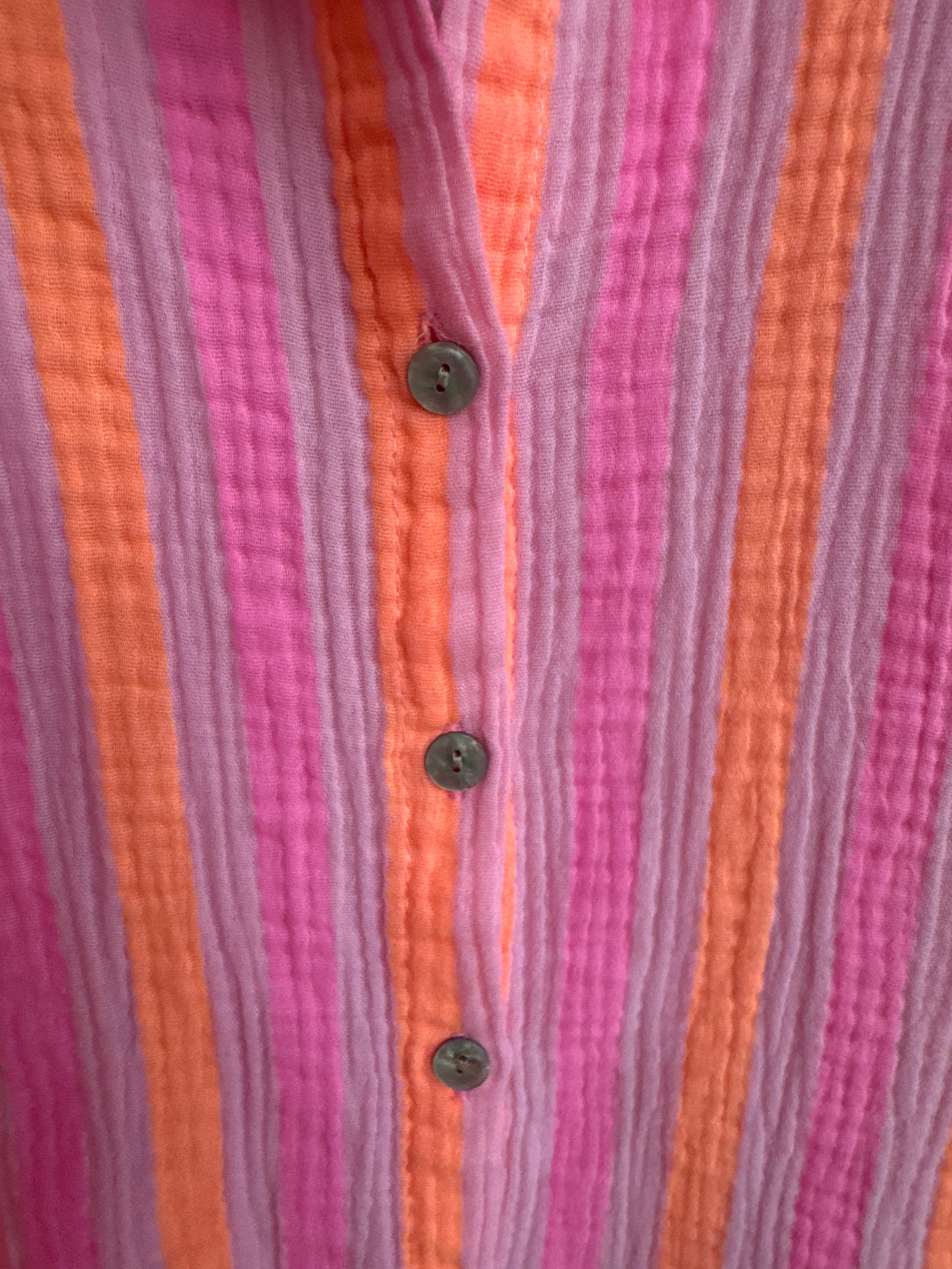 Chemise gaz de coton rayée rose