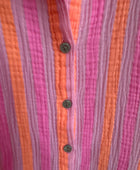 Chemise gaz de coton rayée rose
