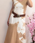 Robe longue teeshirt tie and dye beige