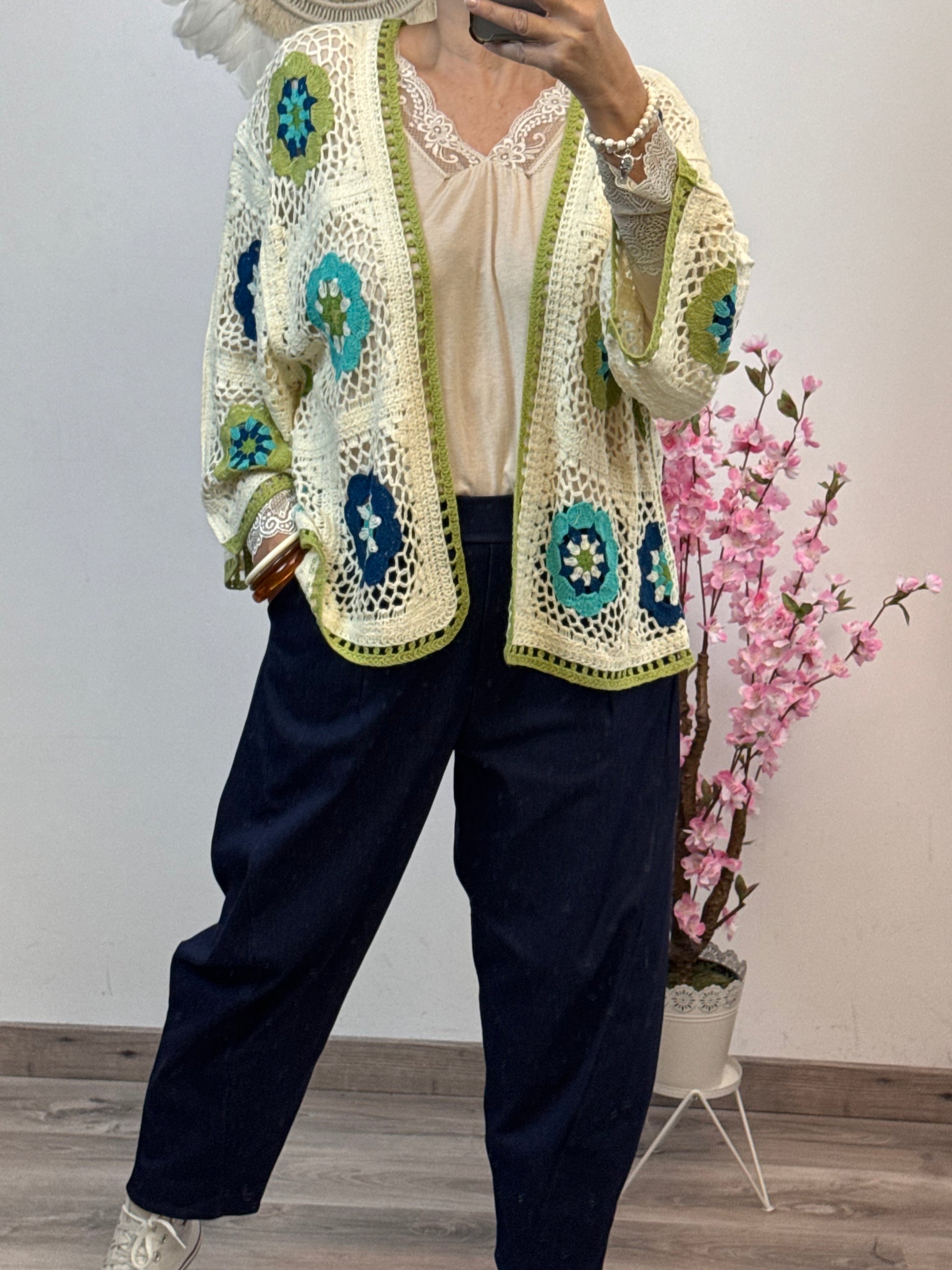 Gilet bohème fleurs TU 42/48