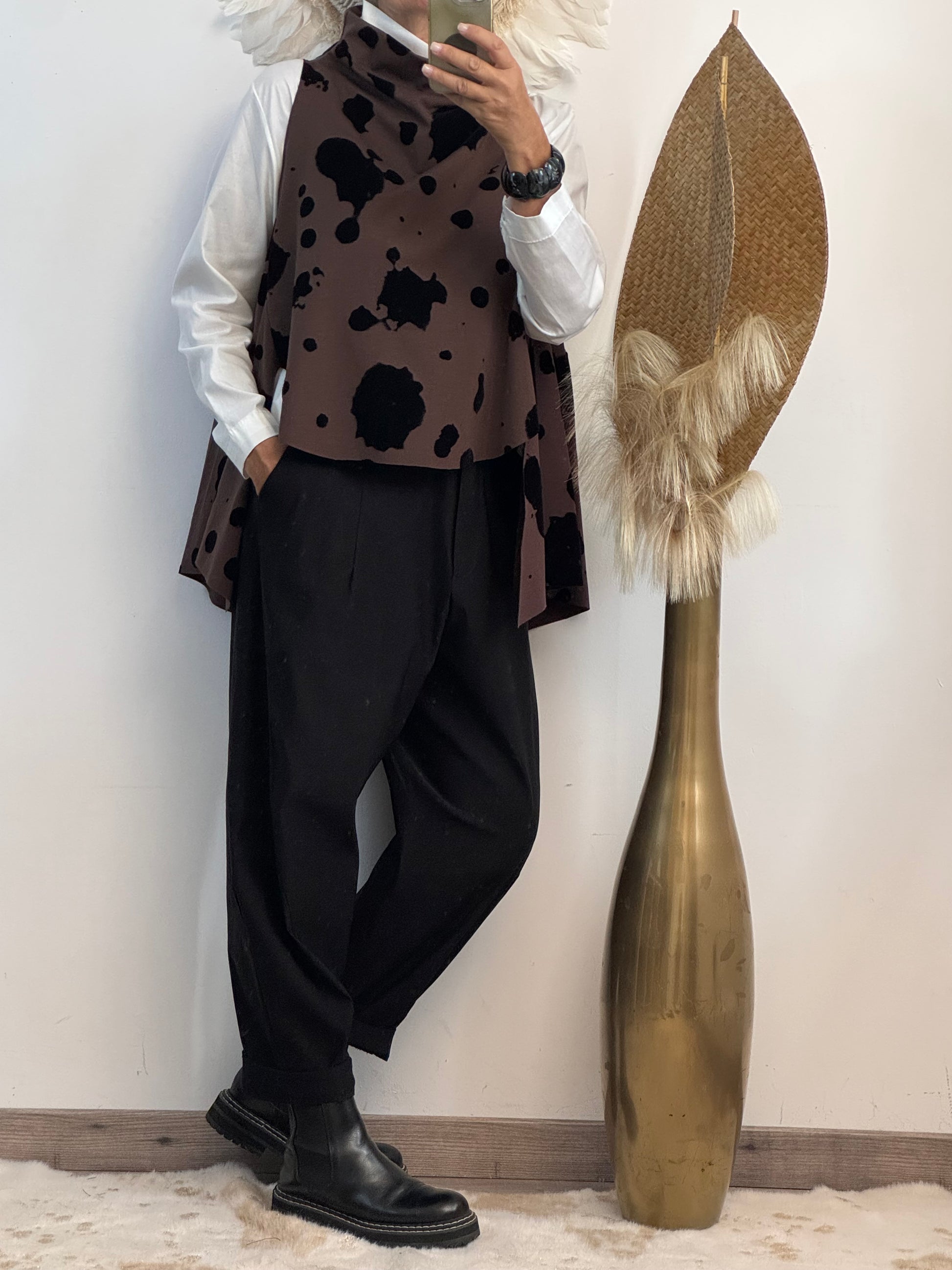 Blouse asymétrique cow marron