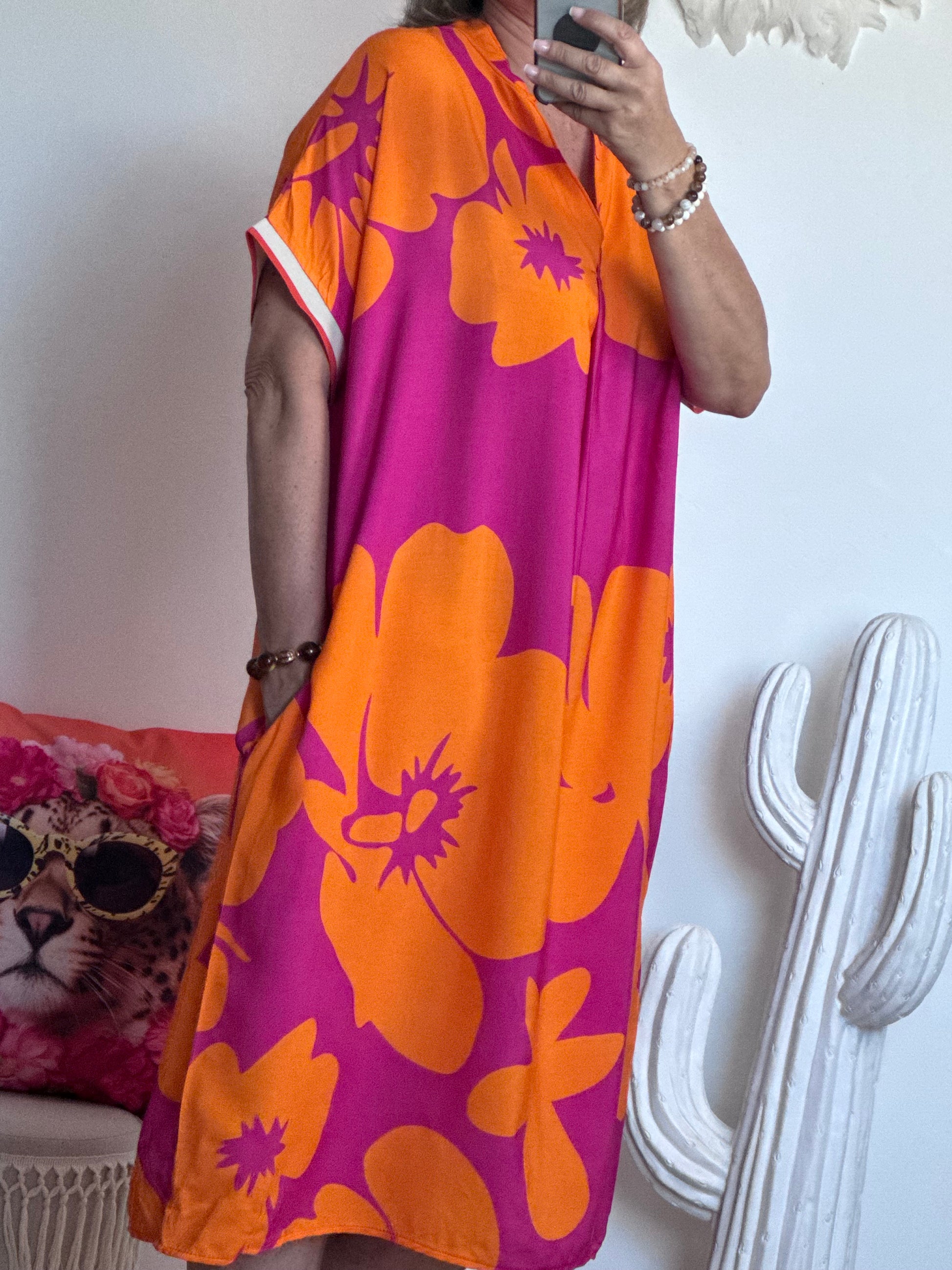 Robe floral fuchsia/orange TU 40/48