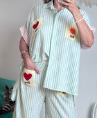 Chemise oversize rayée vert