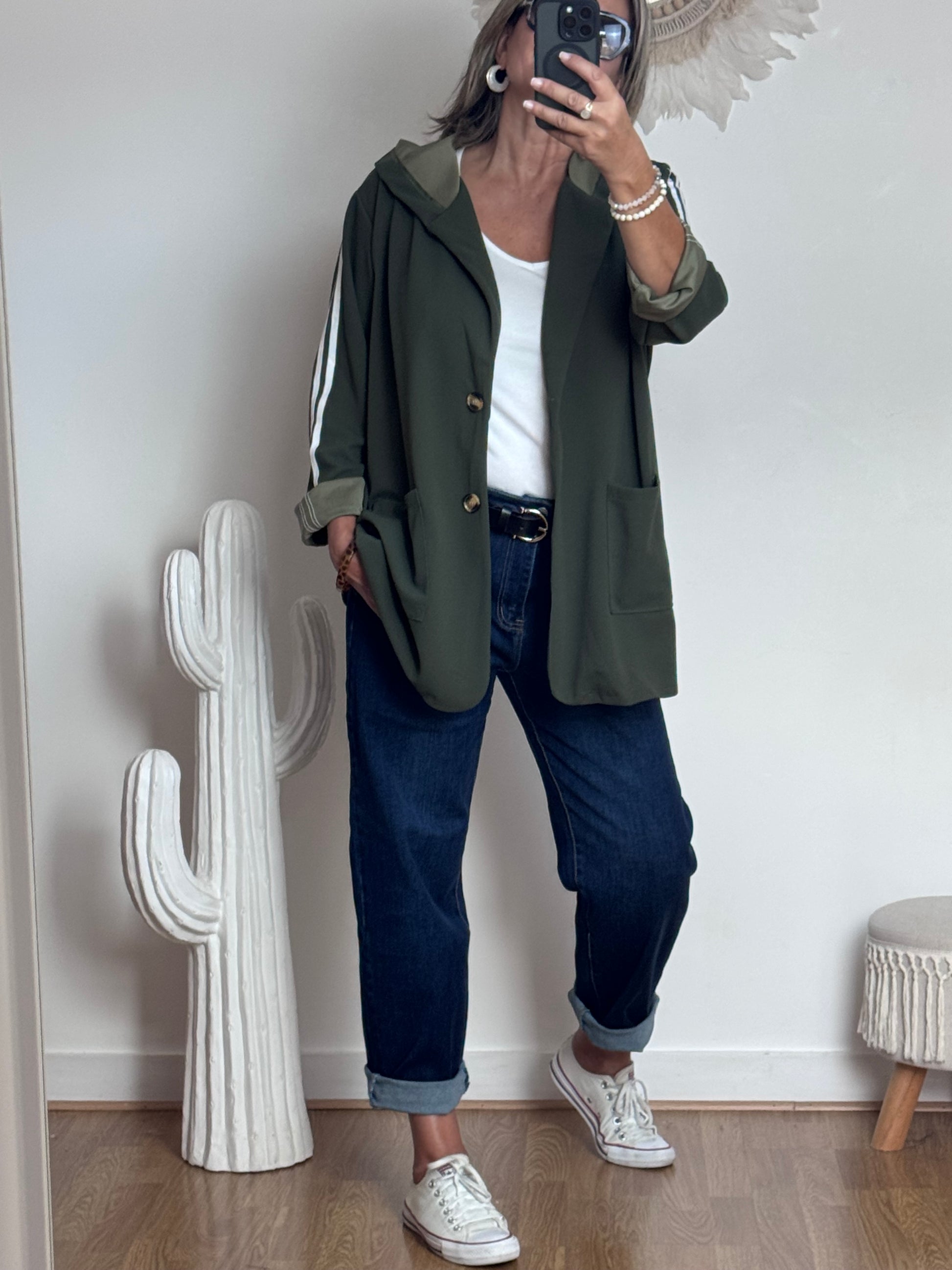 Veste casuel kaki jolie forme
