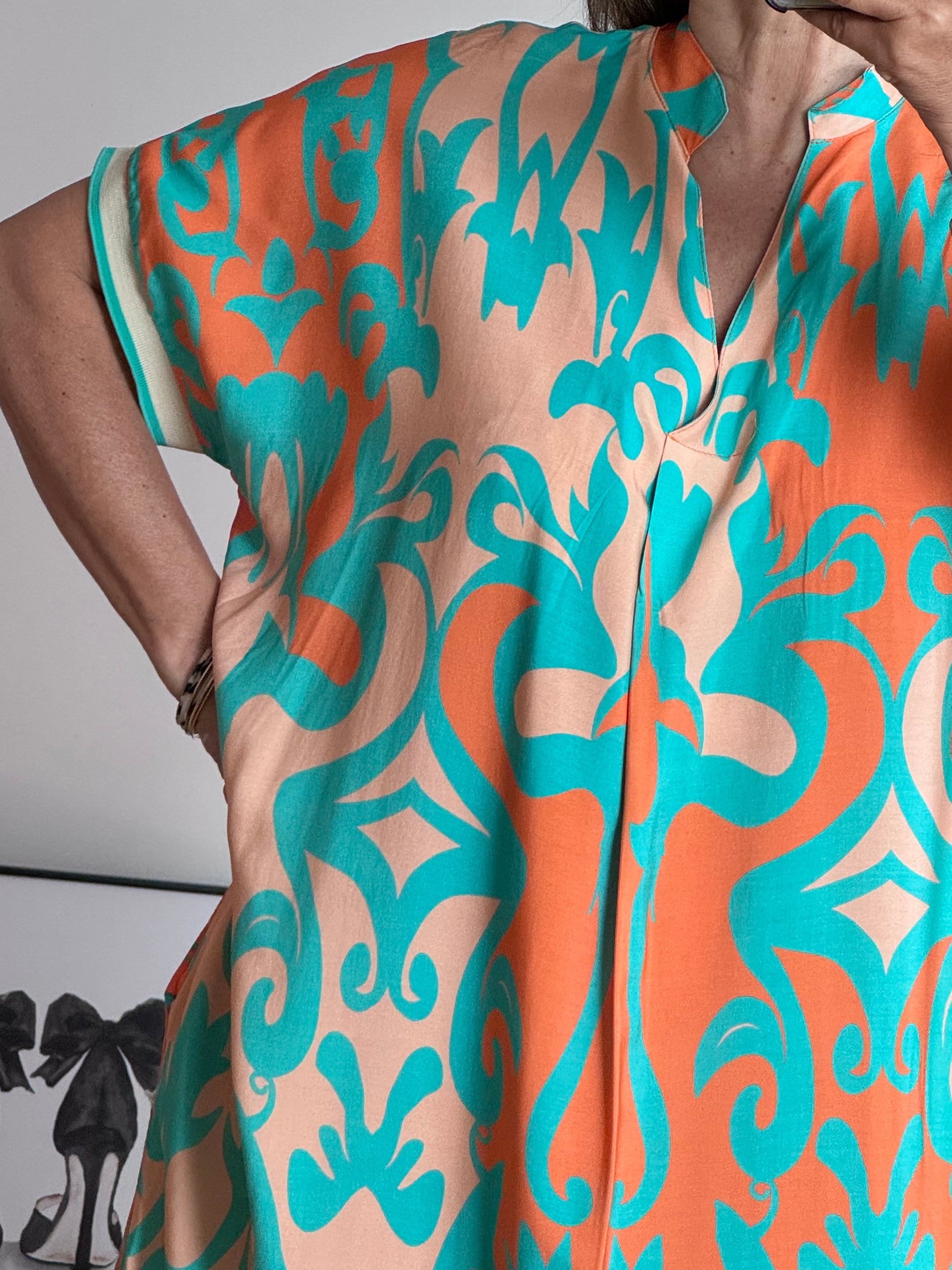 Robe arabesque turquoise /orange TU 40/48