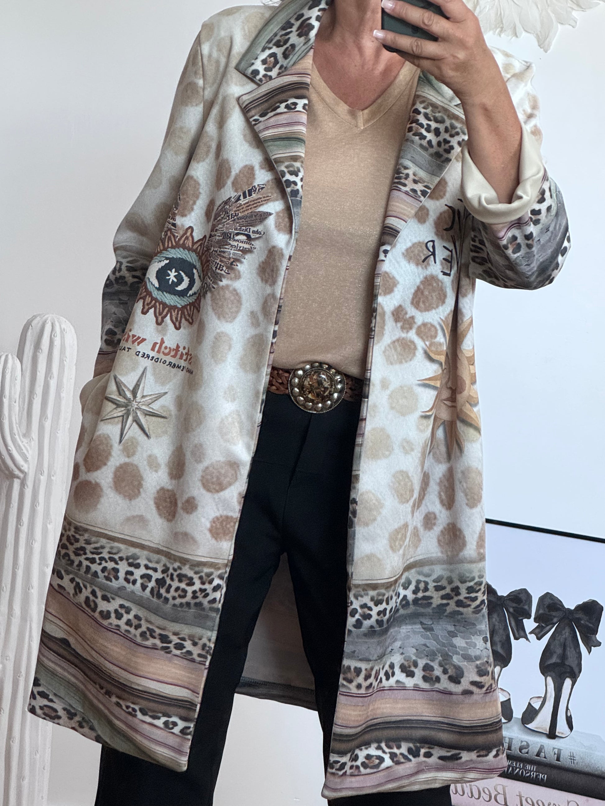 Veste longue bohème suédine