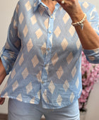 Chemise voile de coton jacquard bleu 36/42