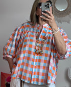 Blouse vichy orange /bleu