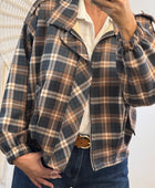 Blouson loose carreaux bleus