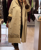 Veste longue suédine beige