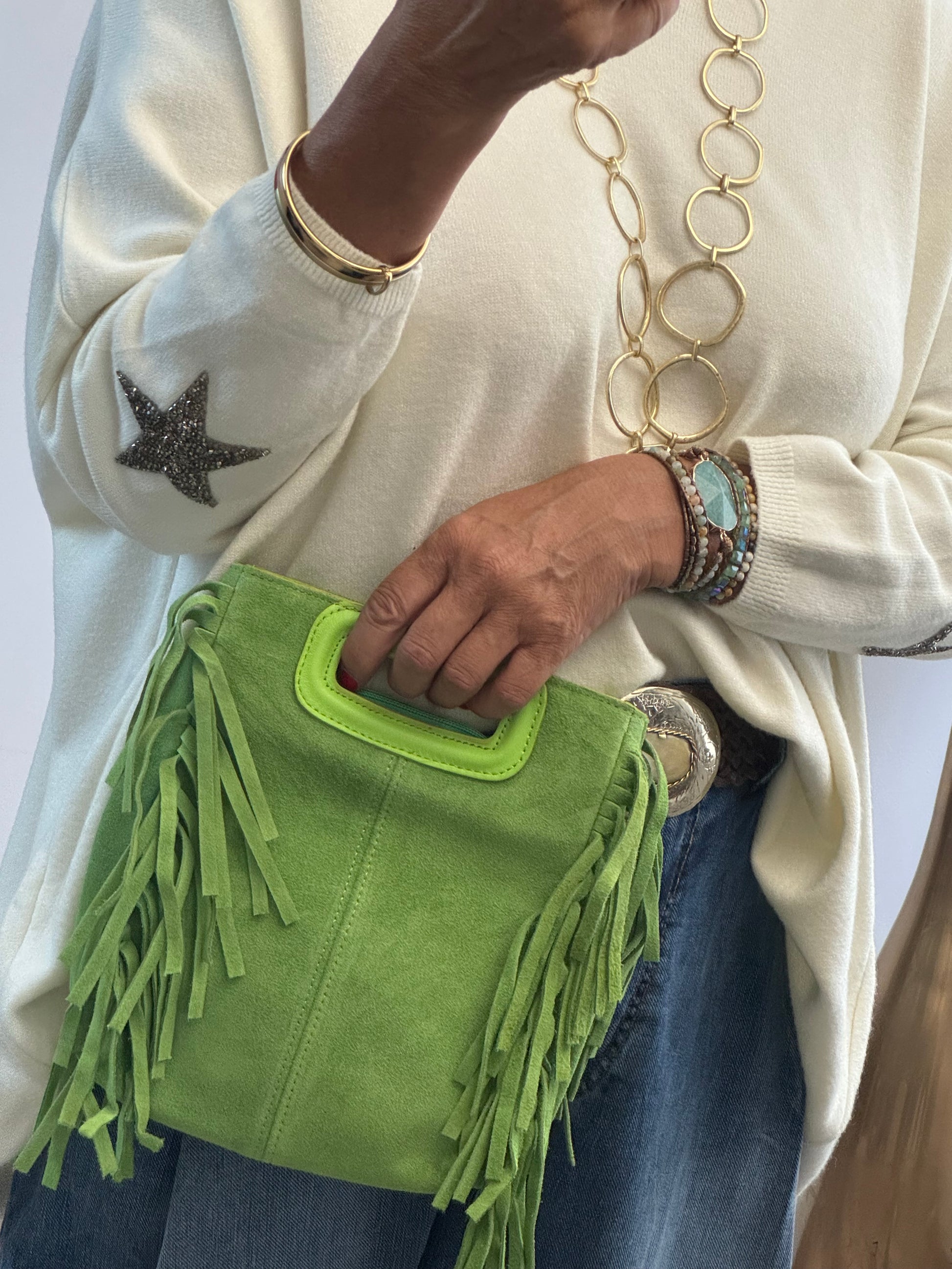 Sac cuir véritable vert