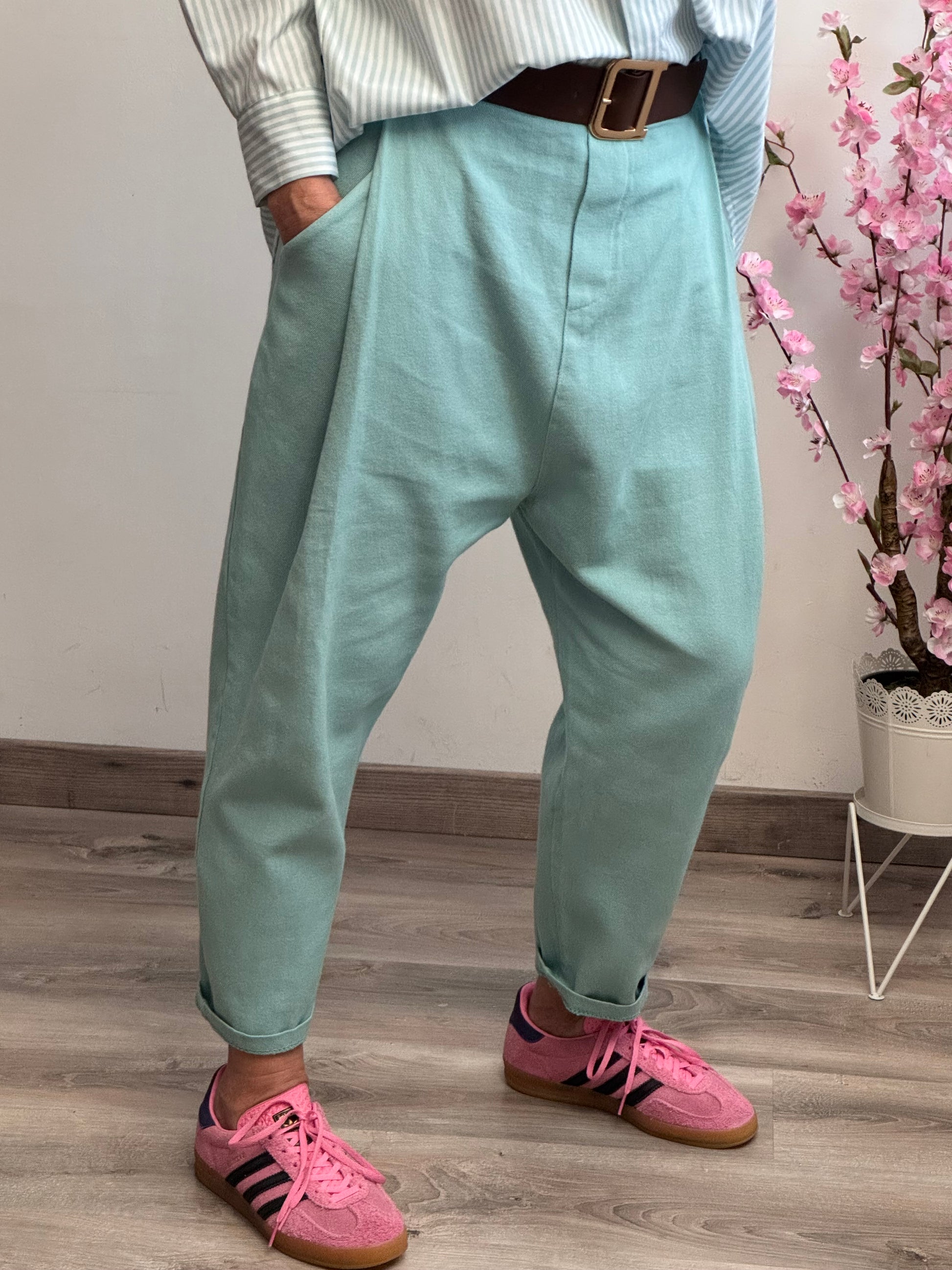 Pantalon saroual vert d’eau