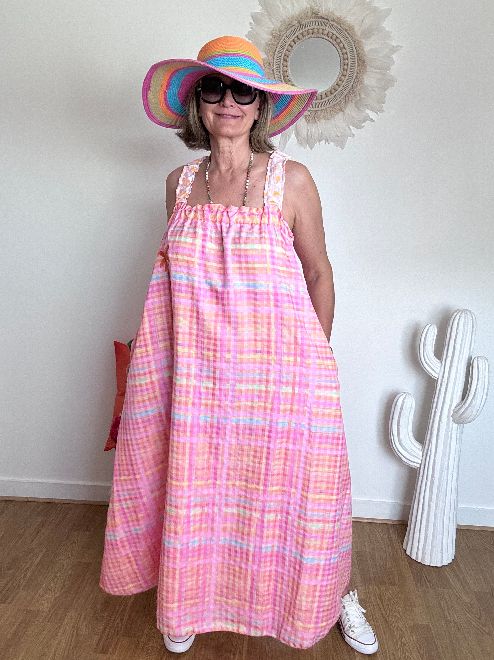 Robe Vichy multicolore fluo