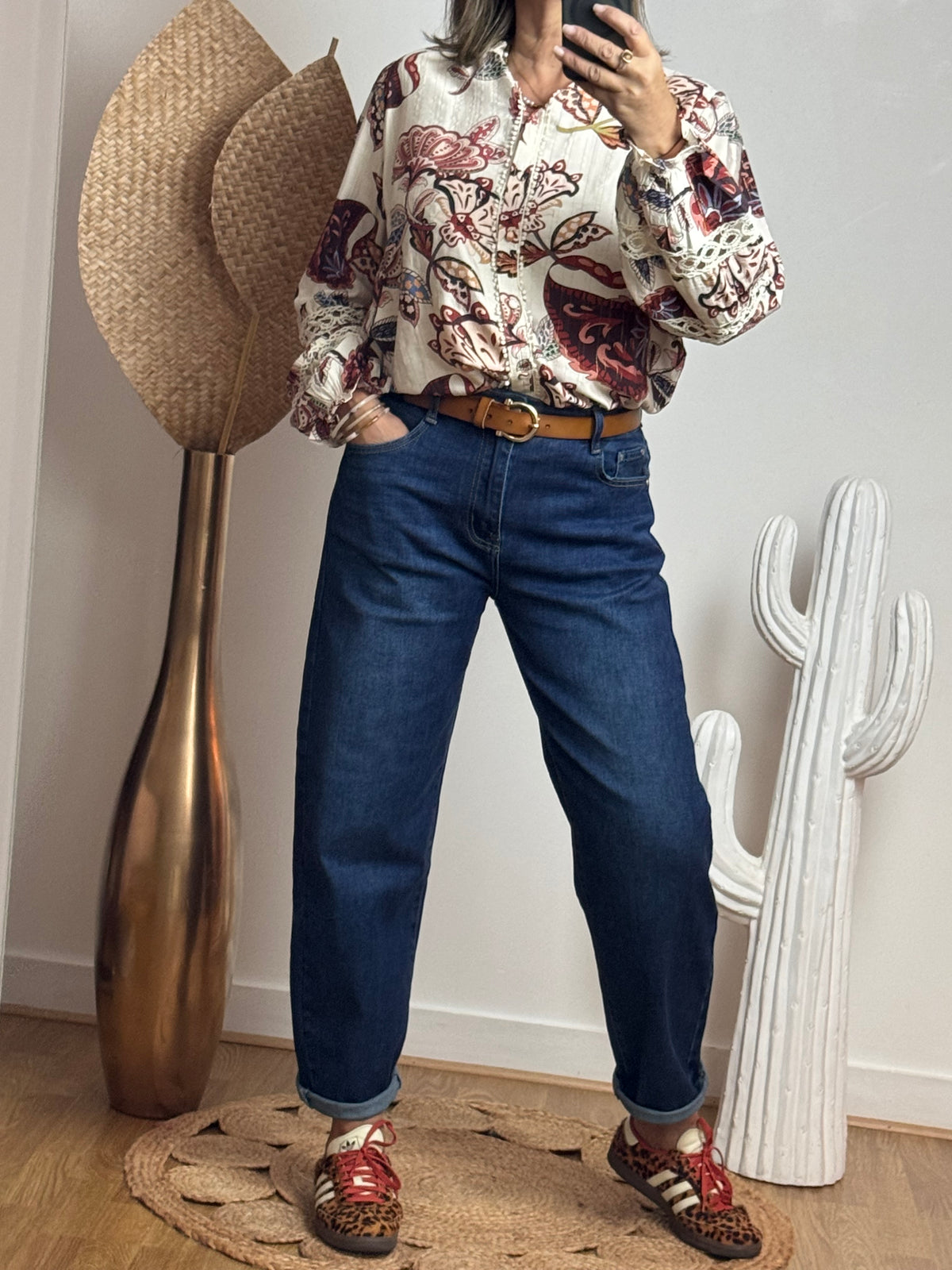 Jean barrel bleu denim
