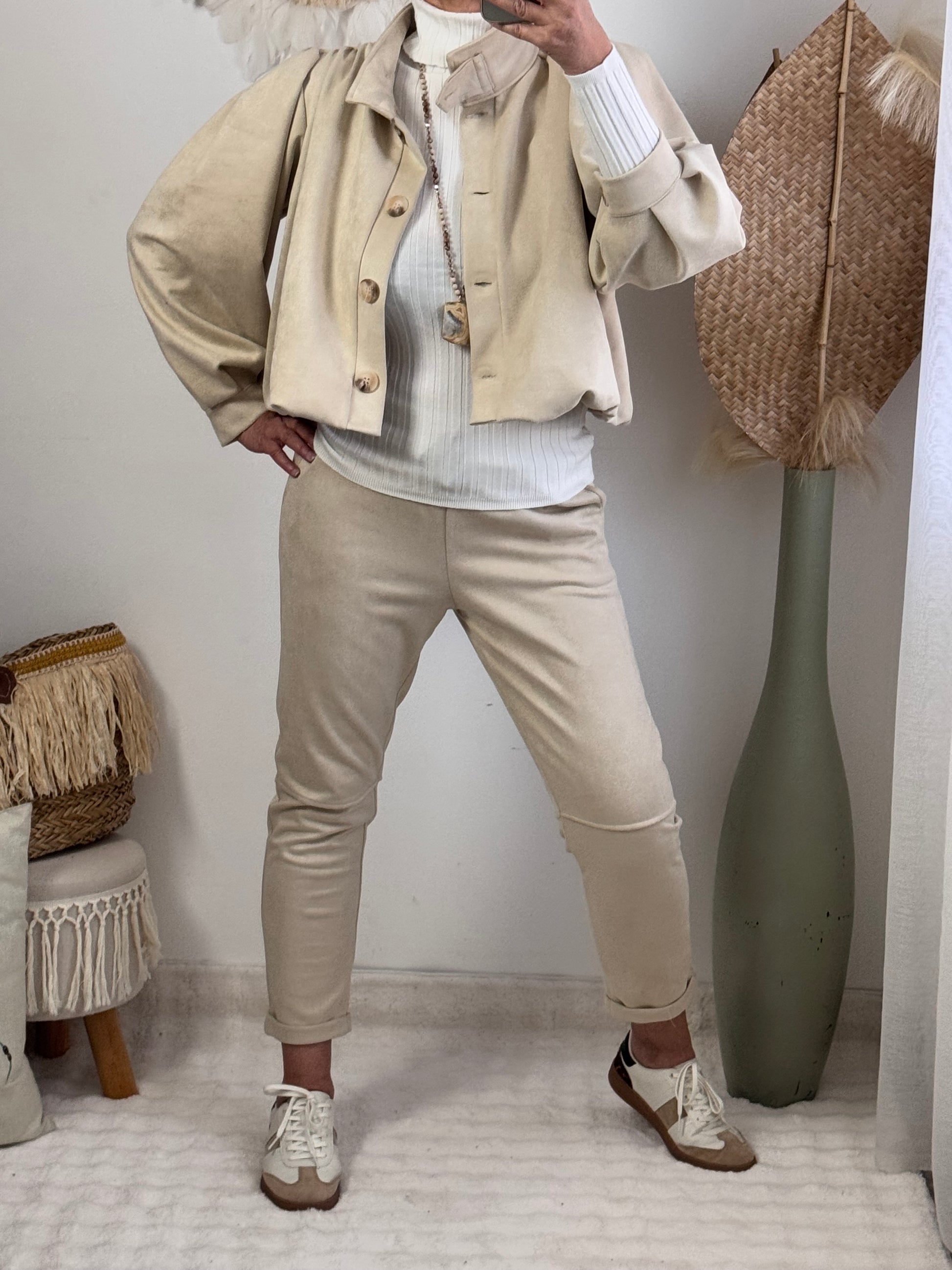 Veste Louise suédine beige