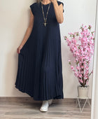 Robe longue plissée marine