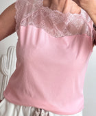 Top dentelle rose