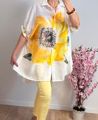 Chemise évasée fleurs jaune TU 38/46