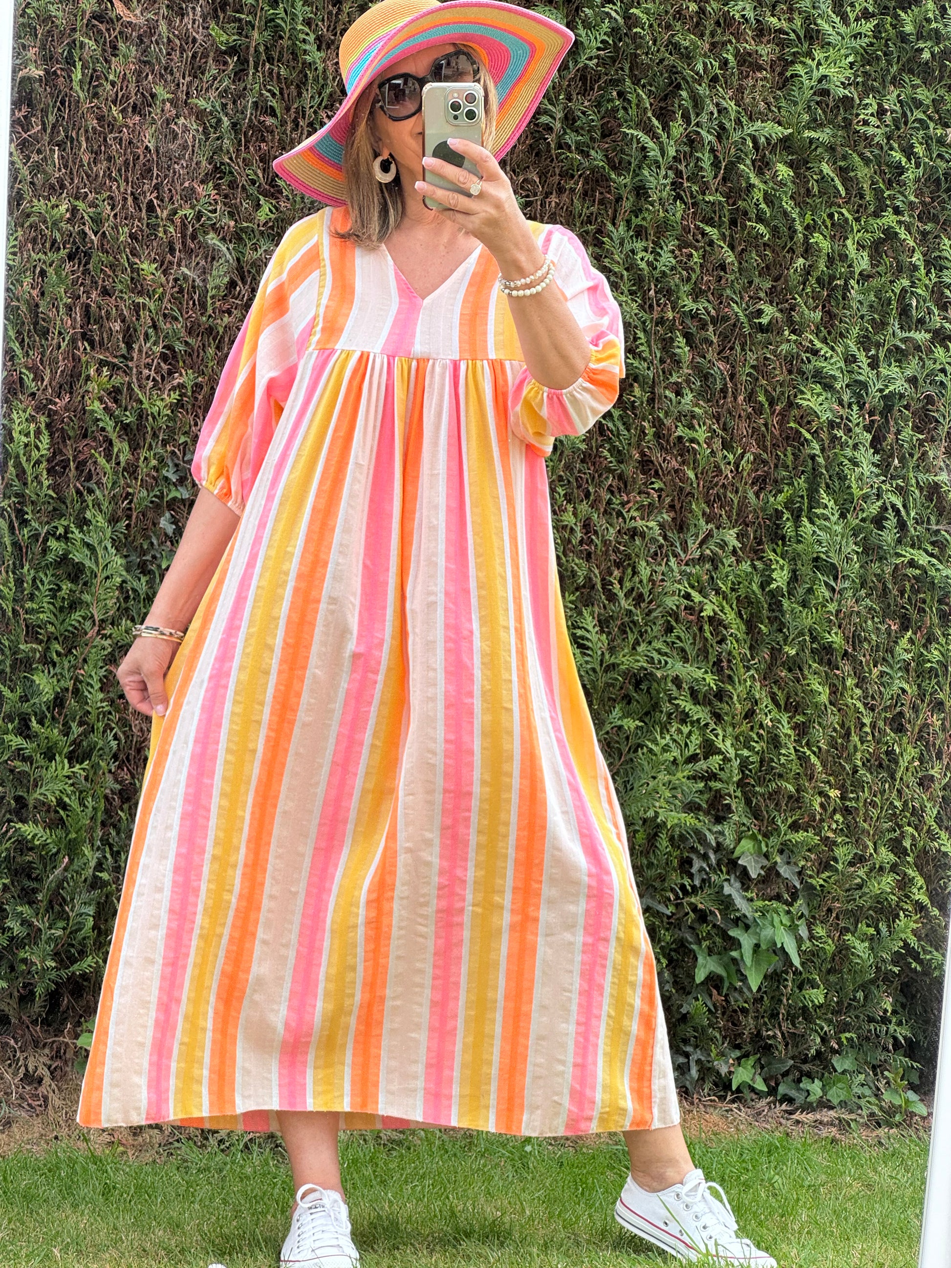 Robe coton tisse multicolore