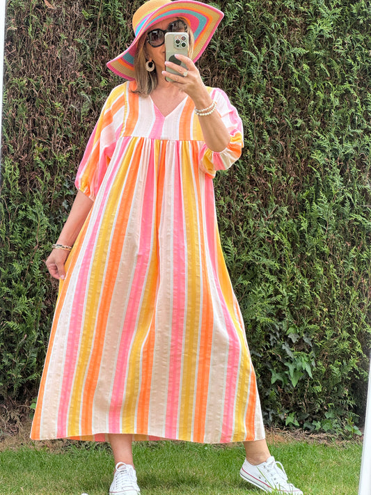 Robe coton tisse multicolore