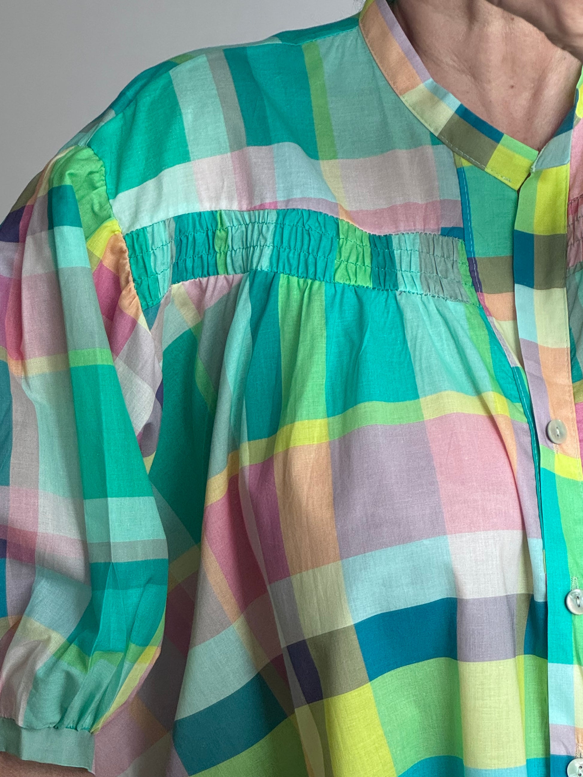 Chemise carreaux turquoise