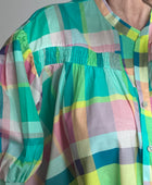 Chemise carreaux turquoise
