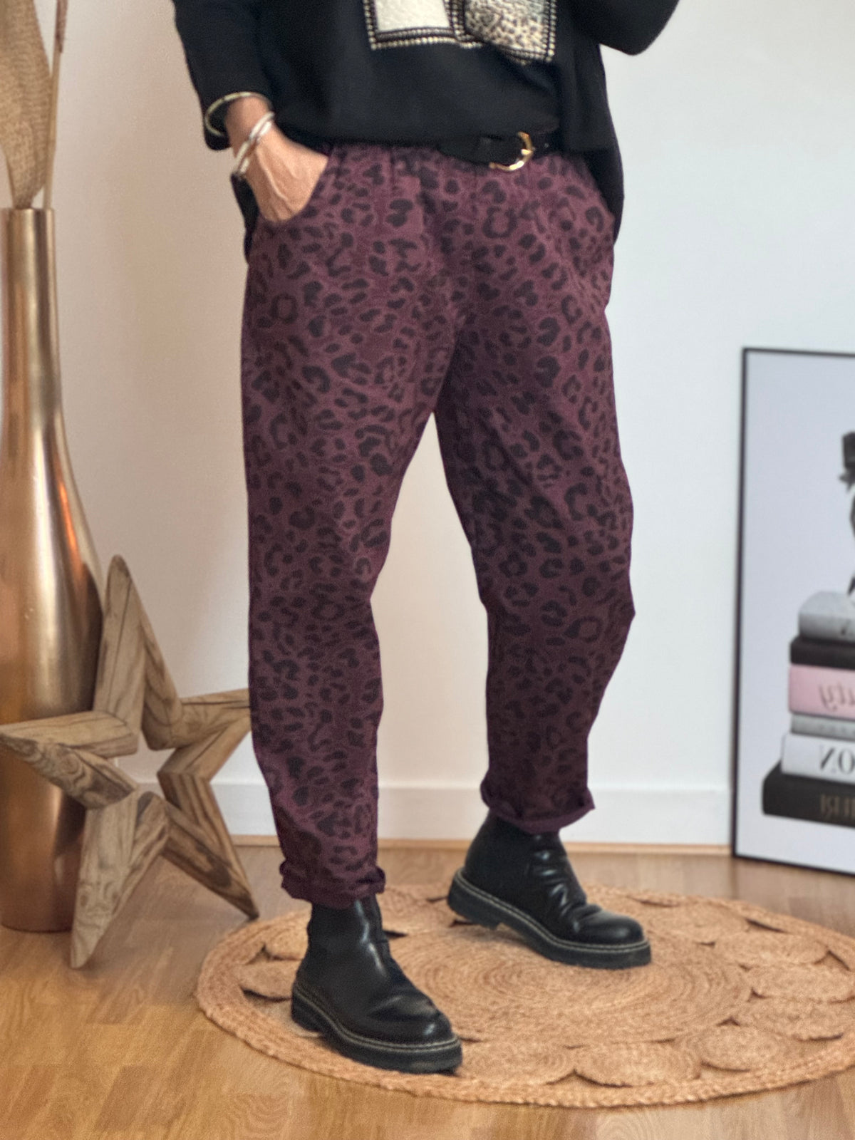 Pantalon Léo lie de vin TU 40/48