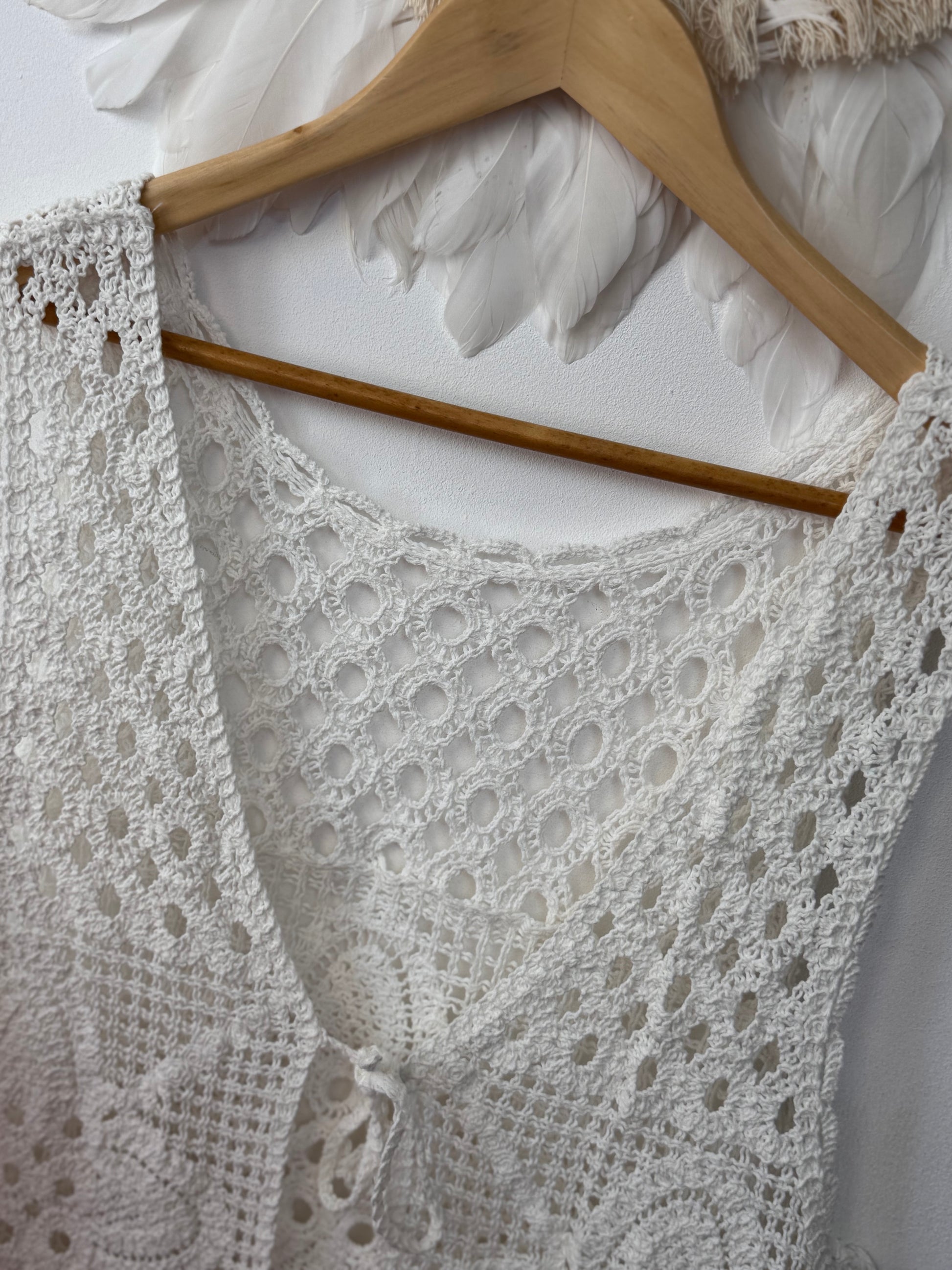 Top gilet crochet crème