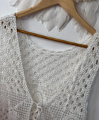 Top gilet crochet crème