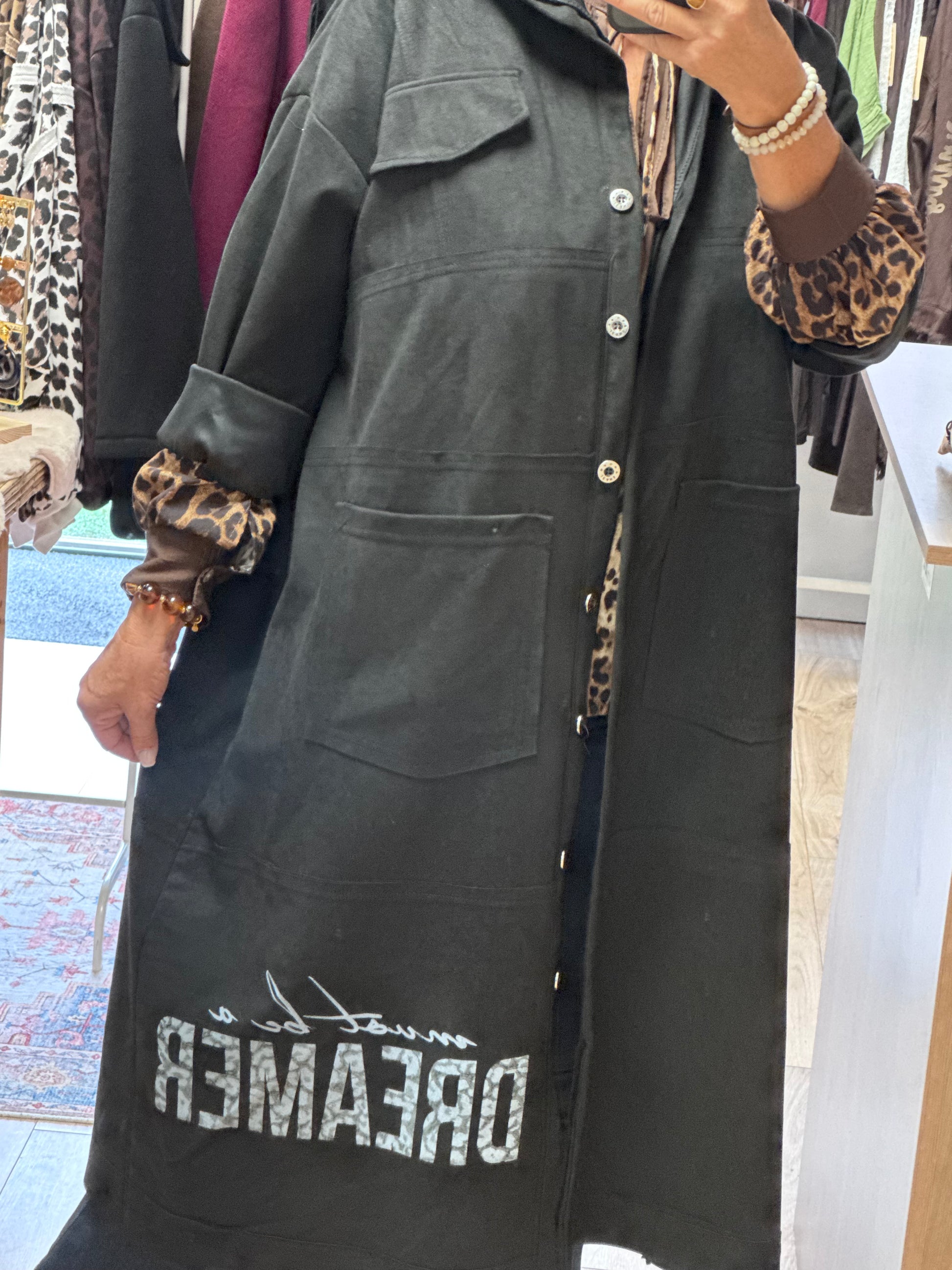 Veste longue suédine noire