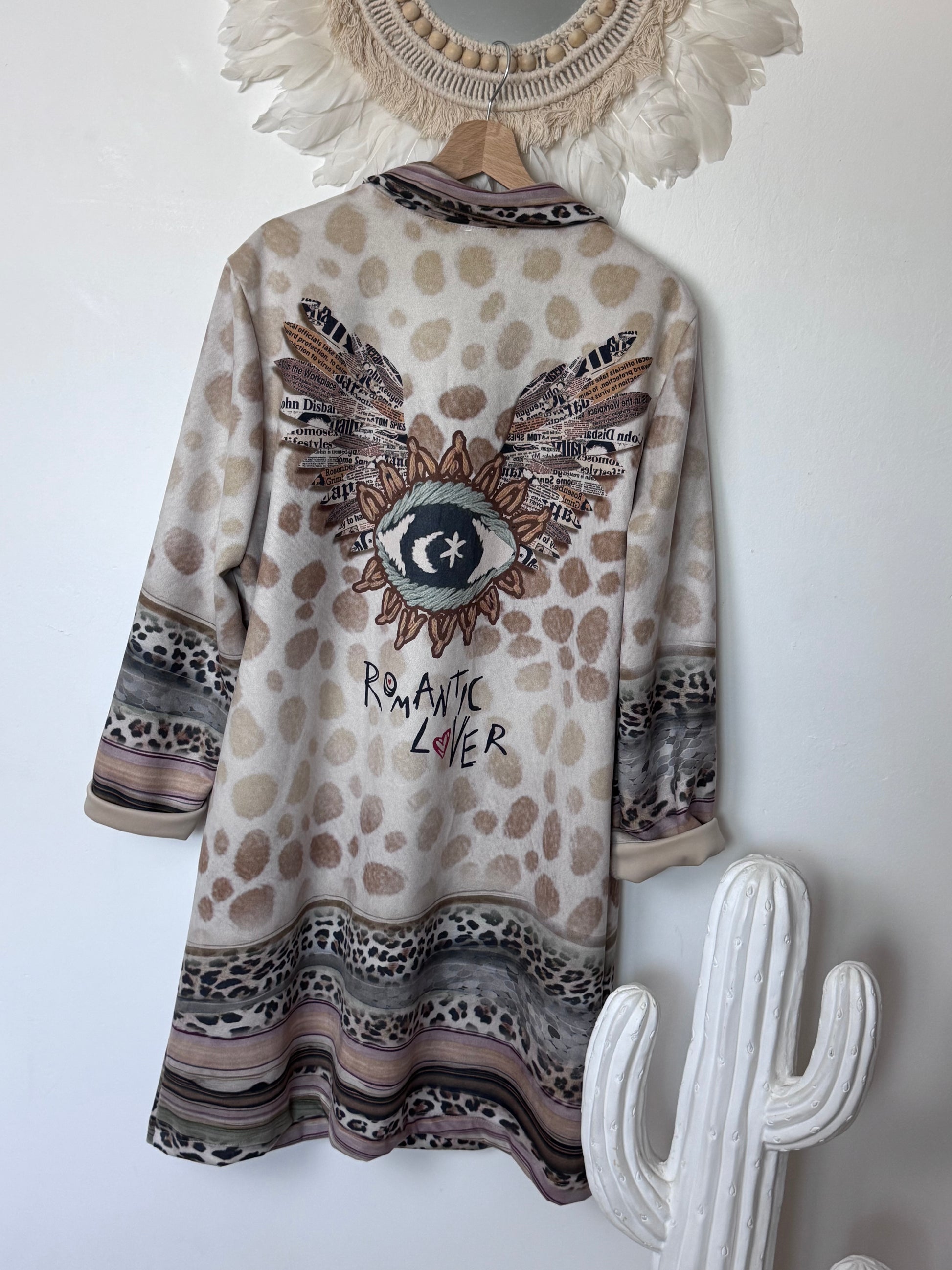 Veste longue bohème suédine