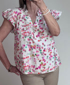 Blouse brodée bulles multicolores