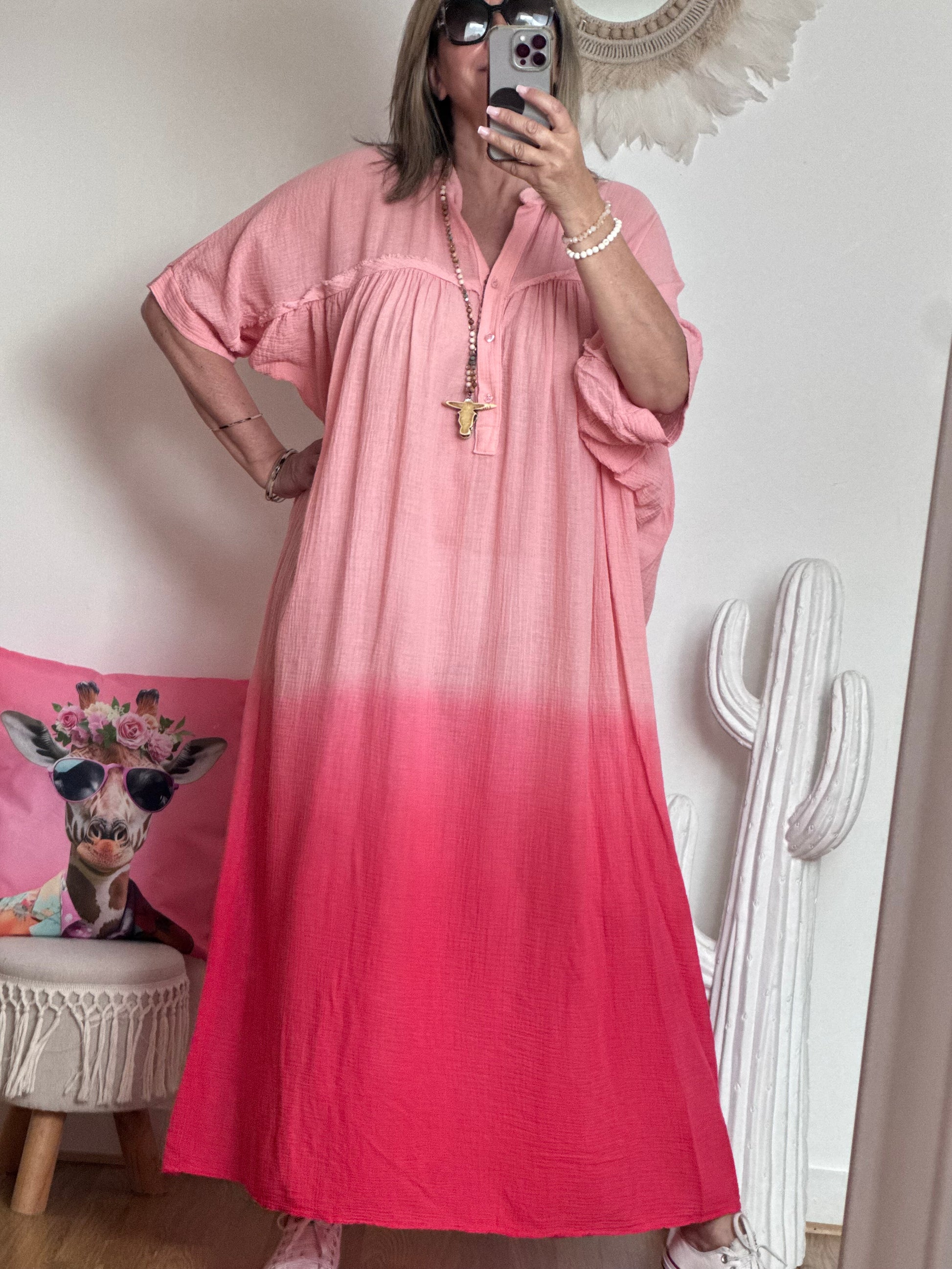 Robe tie and dye pêche/rose