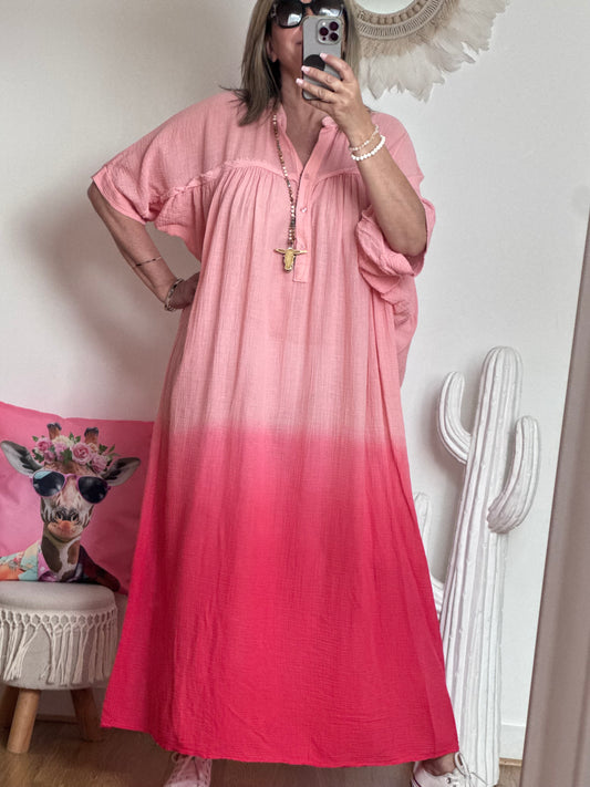 Robe tie and dye pêche/rose