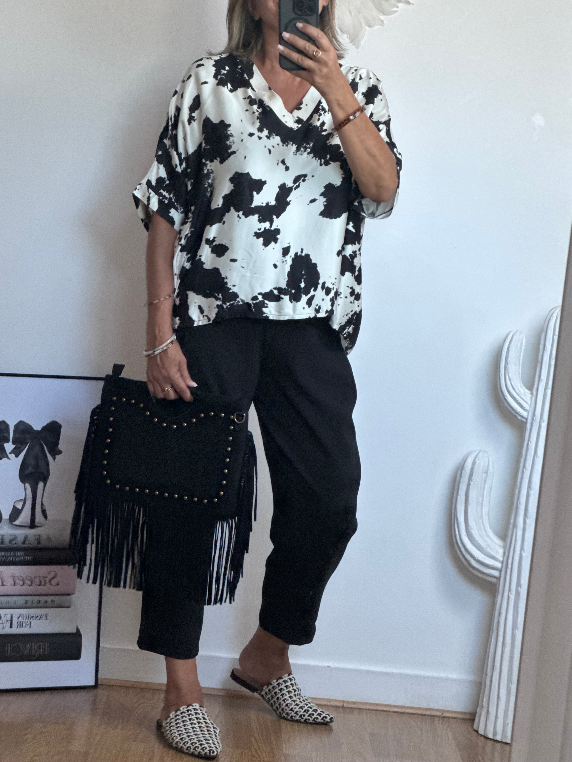 Blouse fluide cow noire TU 38/48