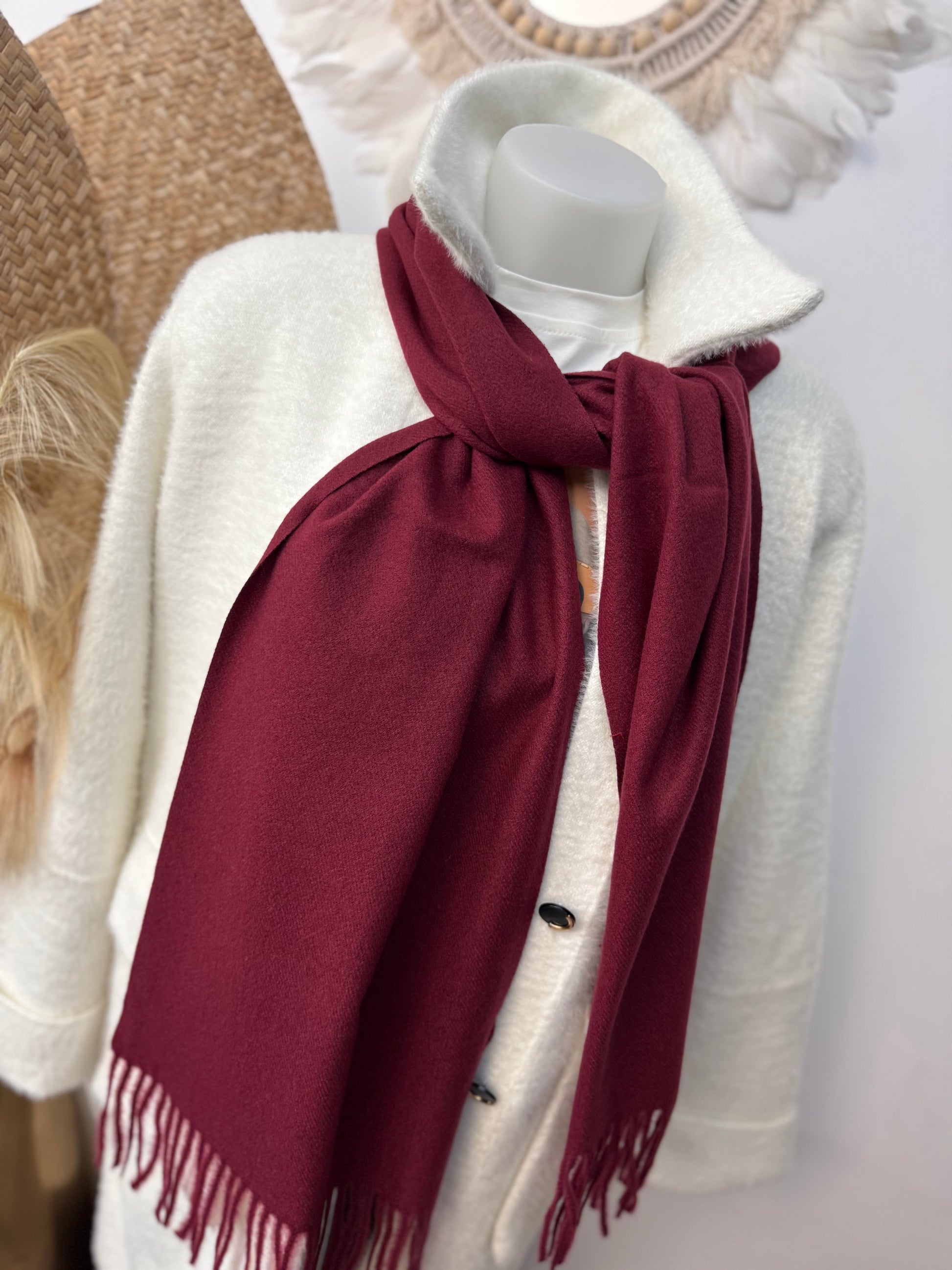 Écharpe cashmere Bordeaux