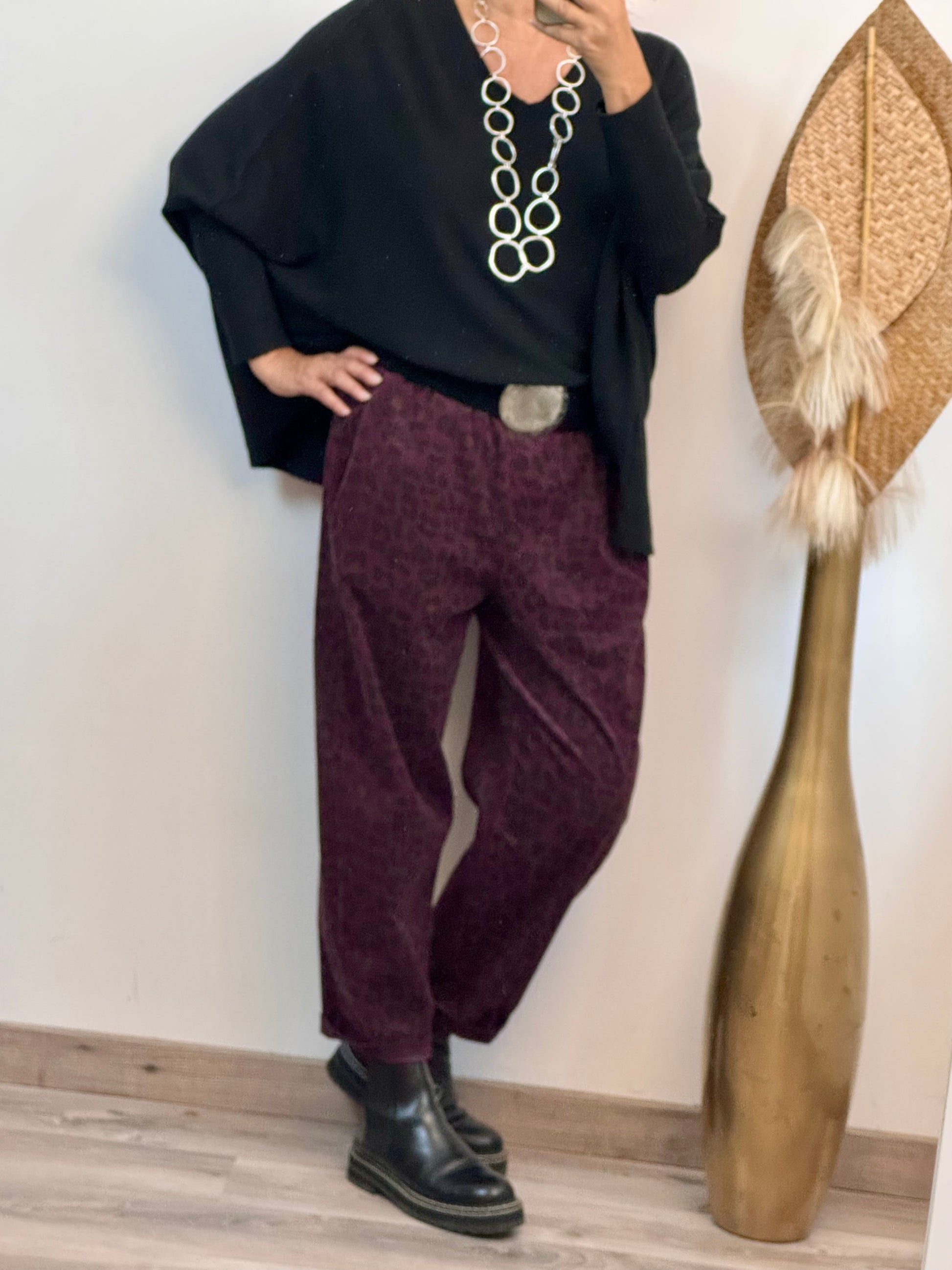 Pantalon Léo lie de vin