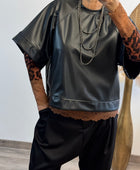 Haut similicuir noir