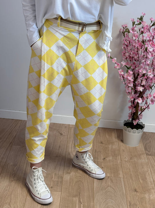 Pantalon jog sarouel jacquard jaune