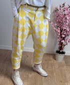 Pantalon jog sarouel jacquard jaune