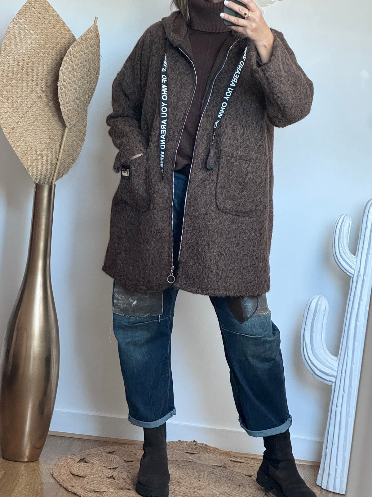 Manteau moumoute marron