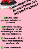 Bienvenue, Livraison, fidélité, paiement 2 ou 3 fois, retour ou échange