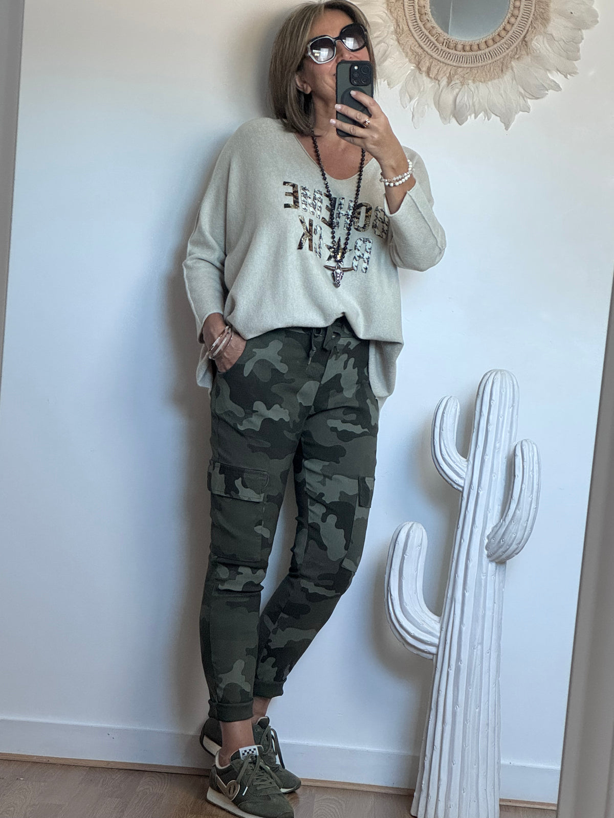Pantalon confort camouflage kaki