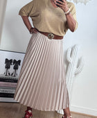 Jupe plissée beige dorée