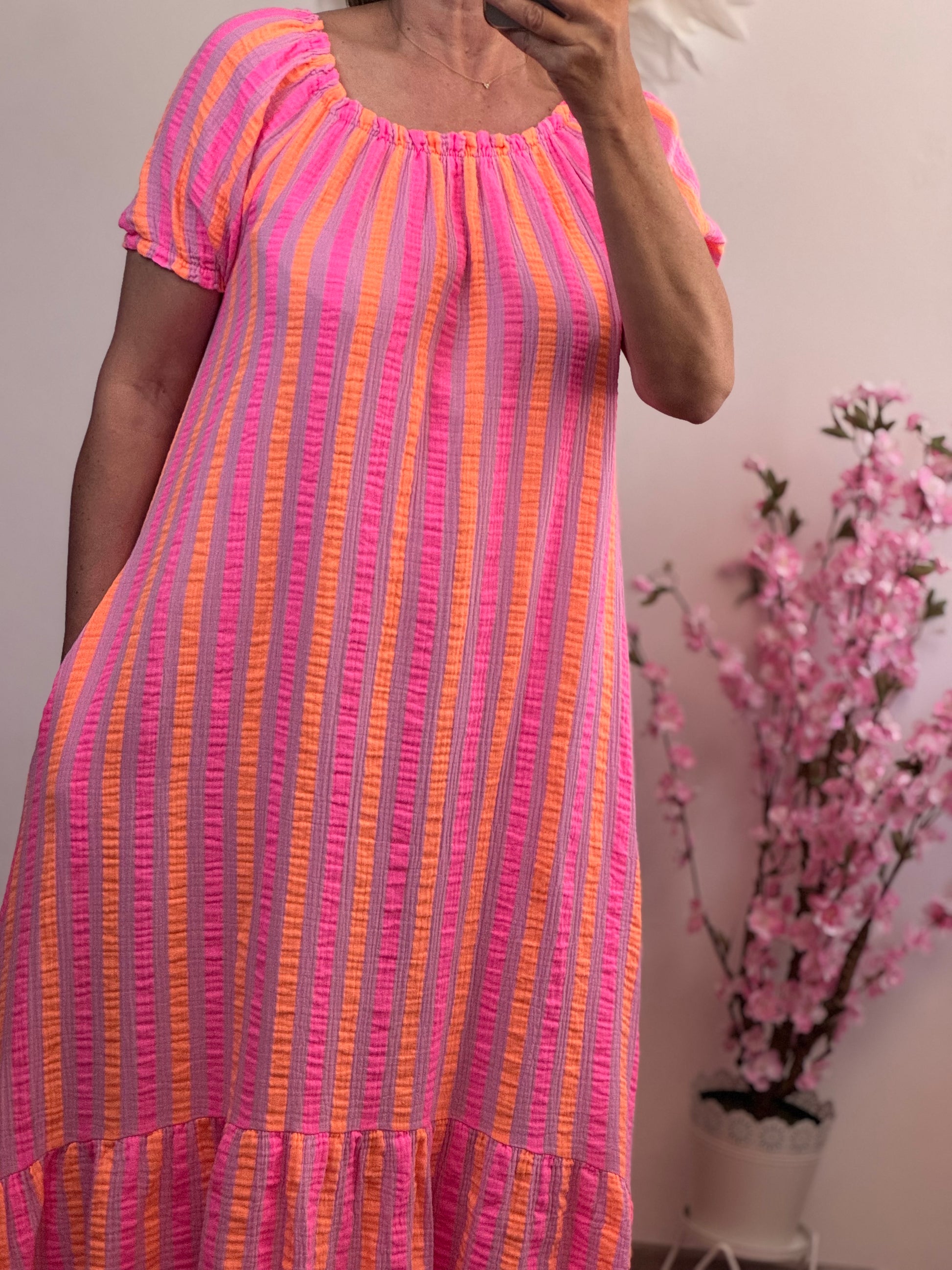 Robe gaz de coton Elsa rose