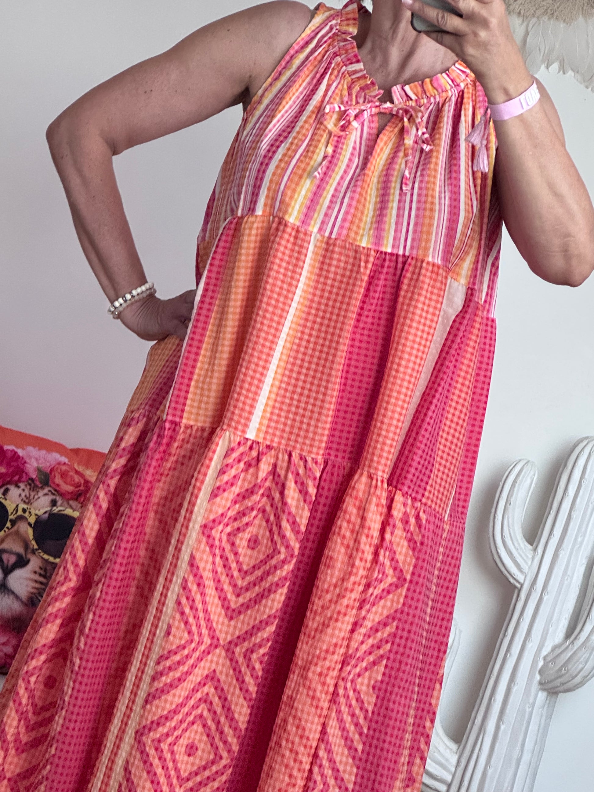 Robe Vichy orange /rose TU 38/44