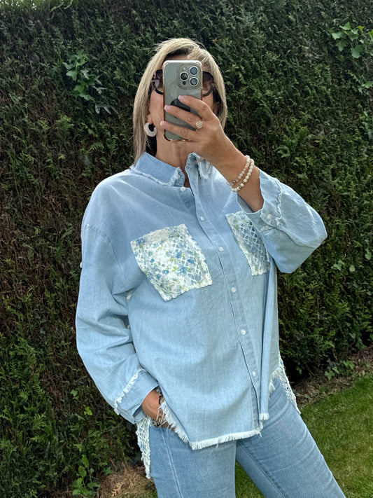 Chemise jeans brodée
