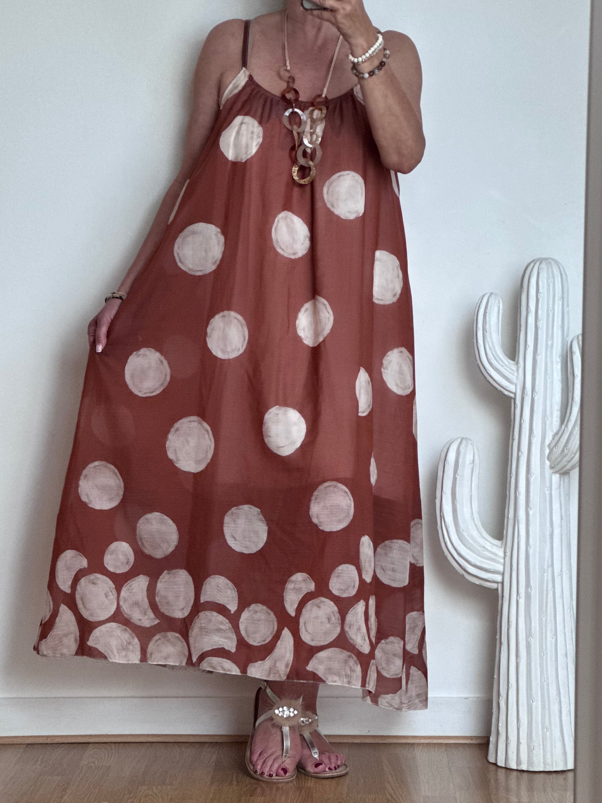 Robe à pois fond terracotta